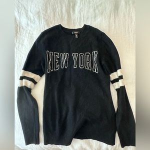 Never work aqua New York 100% cashmere sweater